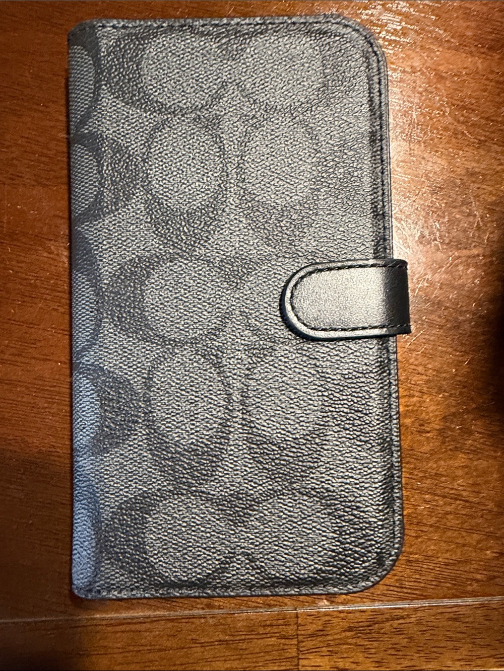Coach Black Patterned Phone Wallet Case - Stylish Folio Cover